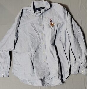 Ralph Lauren Classic Fit Oxford Button Down Shirt Light Blue Big Pony Logo XL
